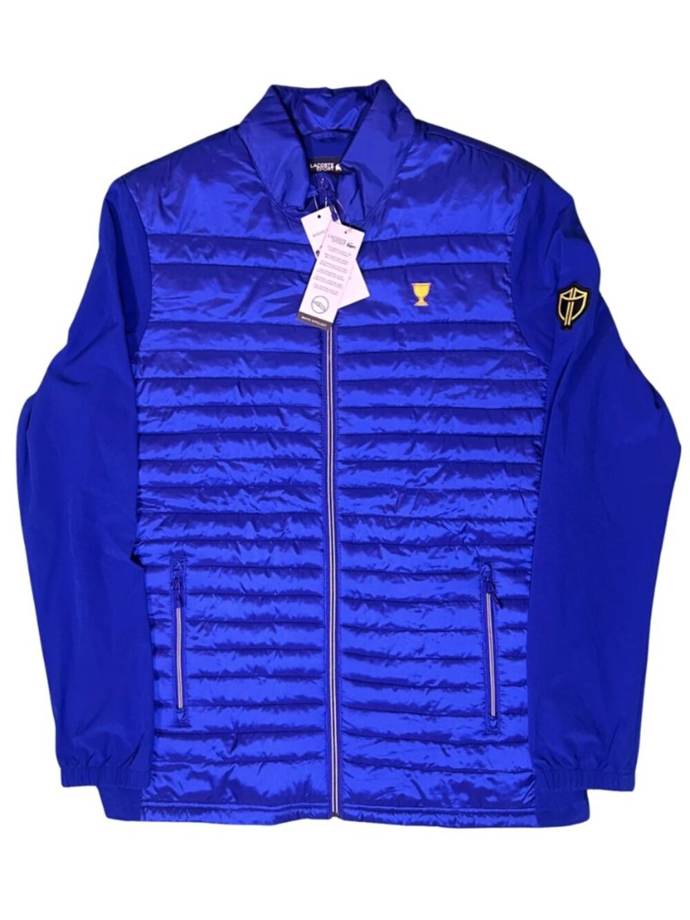 Lacoste Sport Blue Presidents Cup Full-Zip Puffer Jacket Golf NWT FR 50 / M